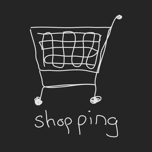 απλή doodle του ένα καροτσάκι για ψώνια - Διάνυσμα, εικόνα