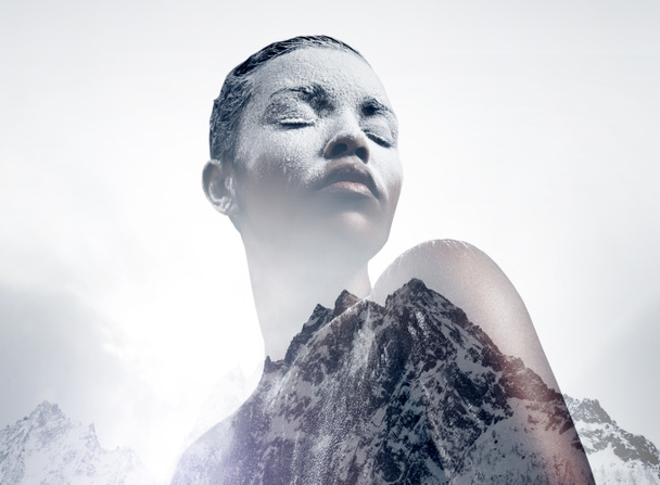 woman covered by white powder - Photo, Image
