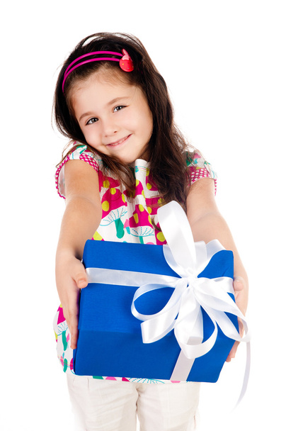 Little girl with gifts - Zdjęcie, obraz