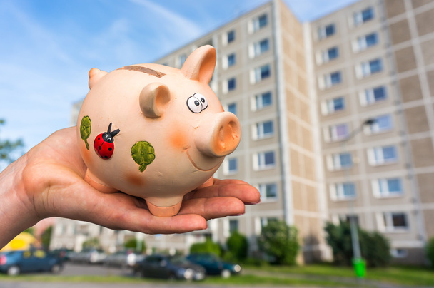 All savings money from pink ceramic piggy bank to pay for the dr - 写真・画像