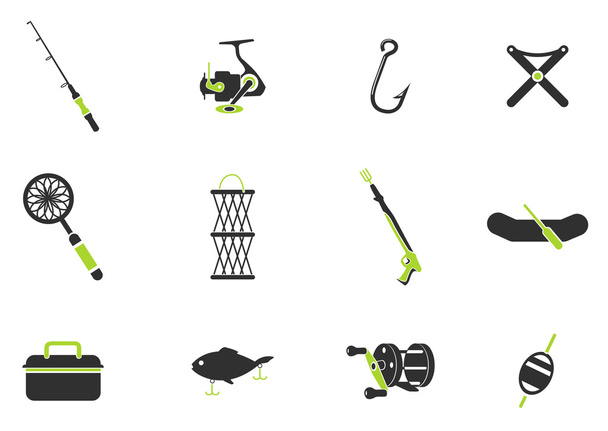 Fishing icon set - Vector, Image