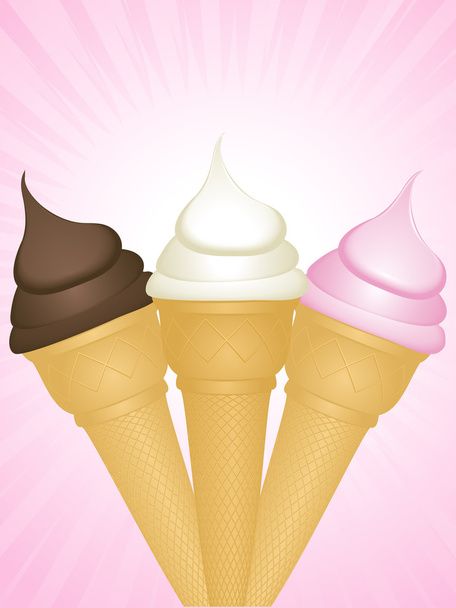 cones de sorvete em um fundo rosa
 - Vetor, Imagem