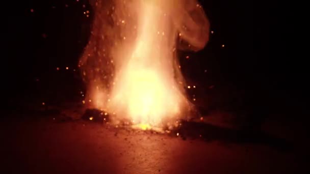 slow-motion footage of burning and explosion of gunpowder as space - Felvétel, videó