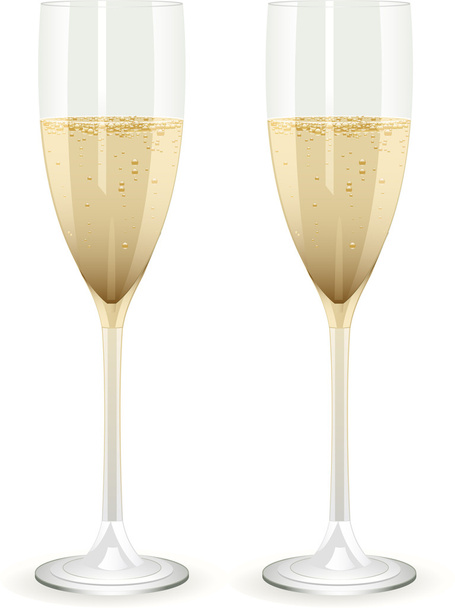 Champagne flutes on a white background - Vecteur, image