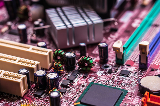 Computer motherboard, macro and blurred view - 写真・画像