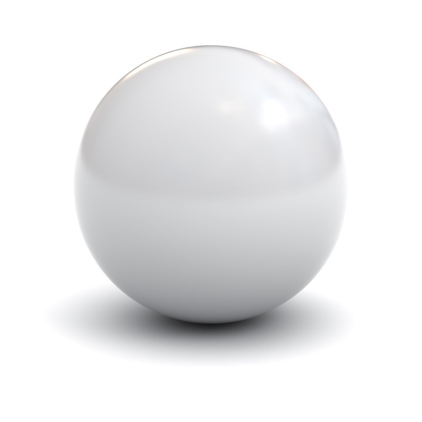 Esfera branca com sombra isolada sobre branco
 - Foto, Imagem