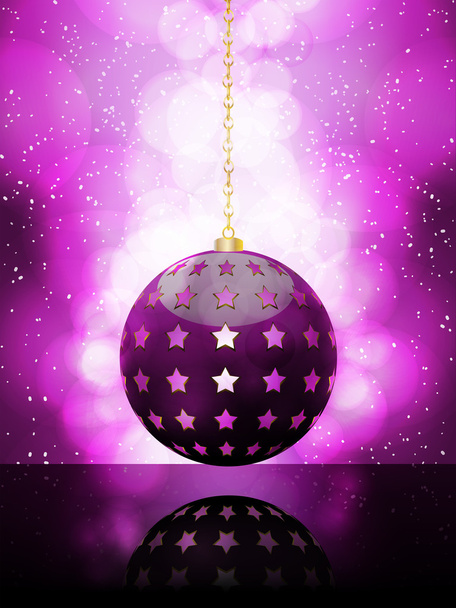 Glowing purple christmas bauble - Vektori, kuva
