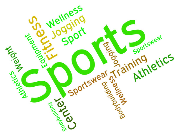 Palavra de esportes mostra atividade física e exercício
 - Foto, Imagem