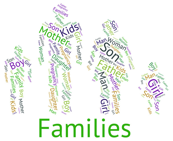 Οικογένειες λέξη αντιπροσωπεύει σχέσεις οικογένεια και κείμενο - Φωτογραφία, εικόνα