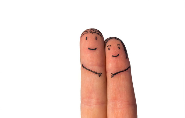 Dedos românticos em um fundo branco
 - Foto, Imagem