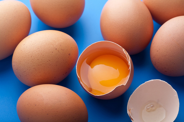 Eggs over blue - 写真・画像
