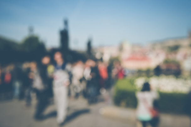 Blurred Tourists Outside in Prague - 写真・画像
