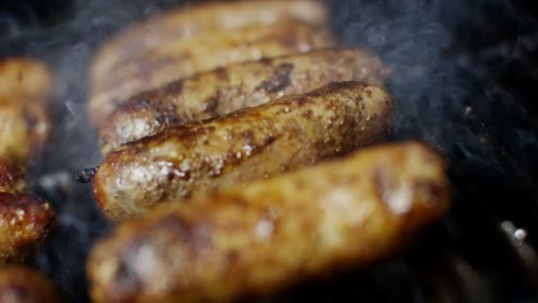 sausages grilling chargrilled barbecue - Footage, Video