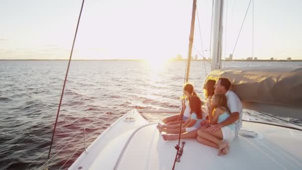 Loving Parents and Young Daughters on Luxury Yacht - Footage, Video