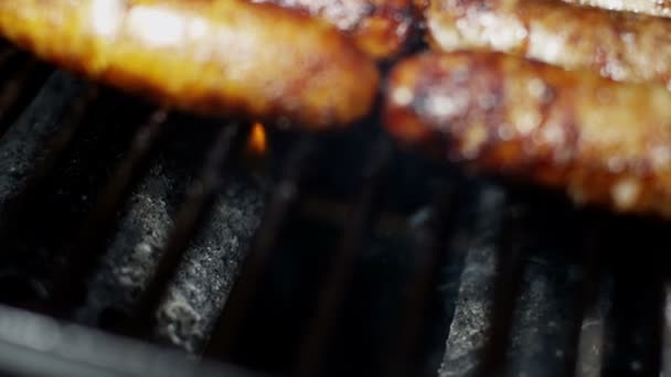 sausages grilling chargrilled barbecue - Footage, Video