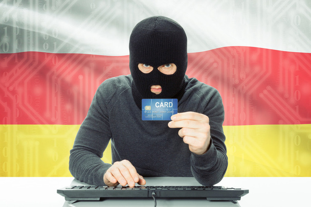 Concept of cybercrime with national flag on background - South Ossetia - Foto, imagen