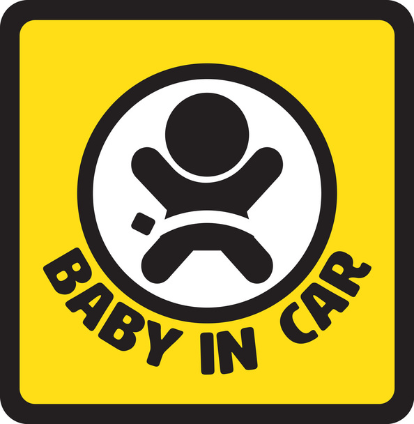 Baby in car sign vector on white background. - Vektor, obrázek