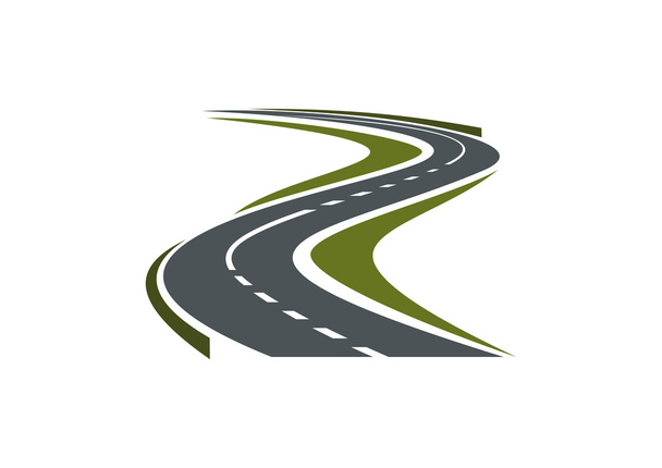Winding paved road or highway icon - Vector, afbeelding