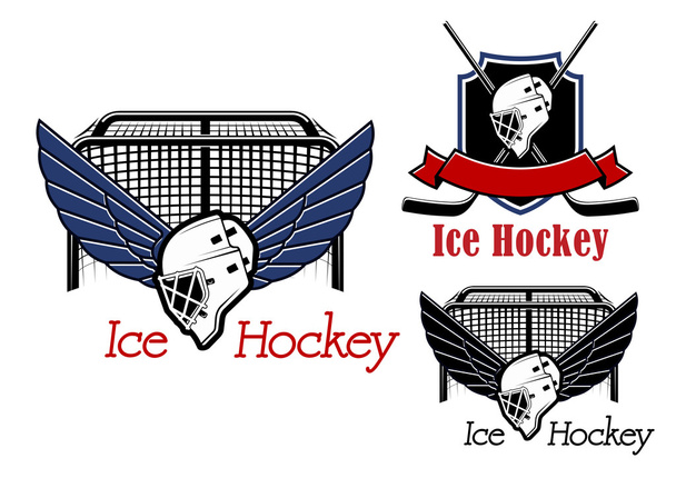 Hielo hockey deportes emblemas e iconos
 - Vector, Imagen
