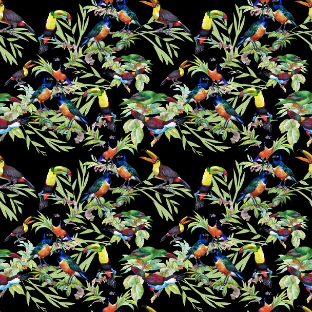 tropical floral seamless pattern - 写真・画像