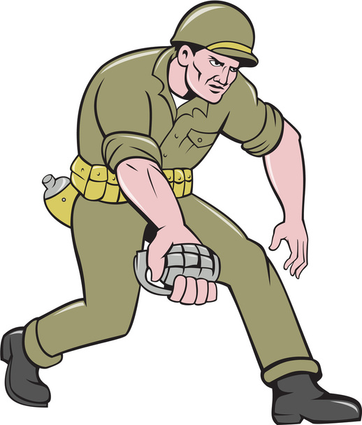 Americký voják s granát - Vektor, obrázek
