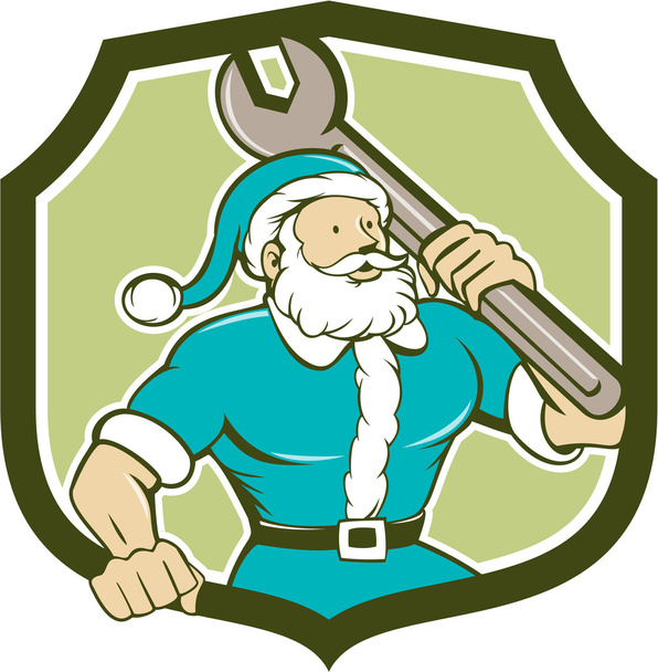 Santa Claus Mechanic Spanner - Vector, Image
