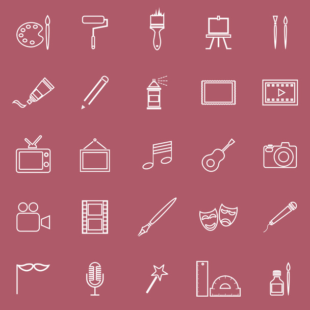Art line icons on red background - Vector, Image