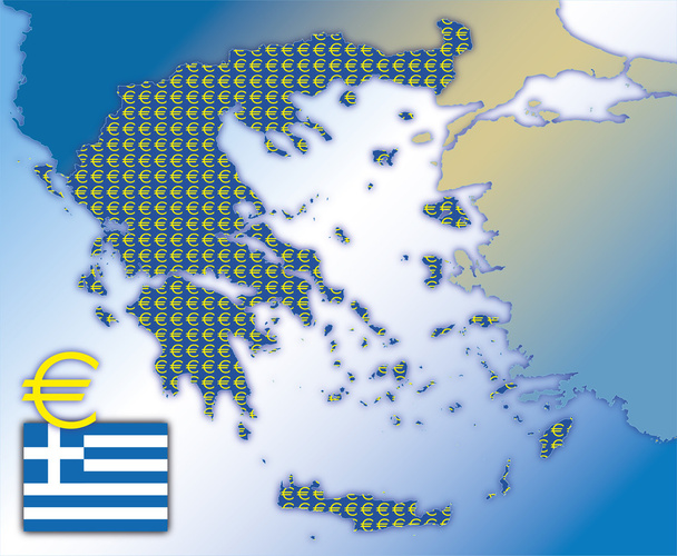 Χάρτης της Ελλάδας και το ευρώ - Διάνυσμα, εικόνα