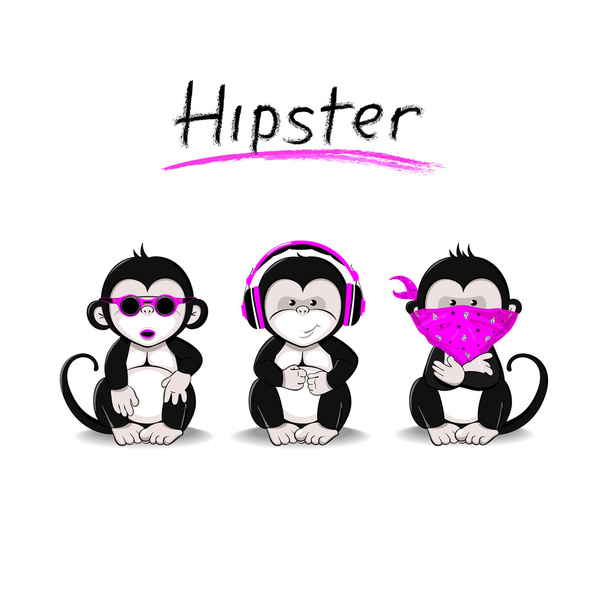 Hipster мавпи
 - Вектор, зображення