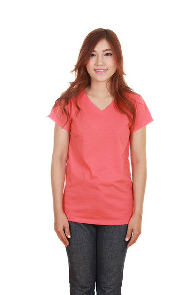 young beautiful female with blank t-shirt  - Photo, Image