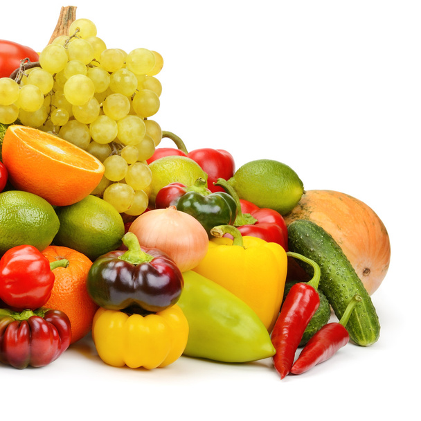Obst und Gemüse isoliert auf weißem Hintergrund - Foto, Bild
