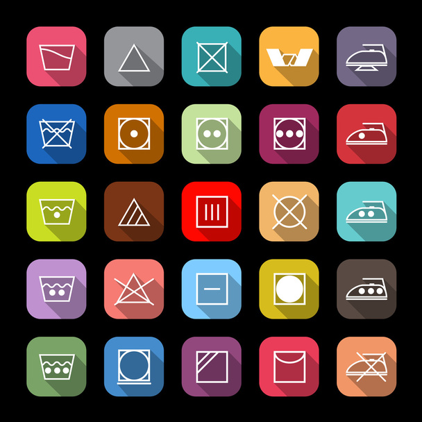 Fabric care line icons with long shadow - Wektor, obraz