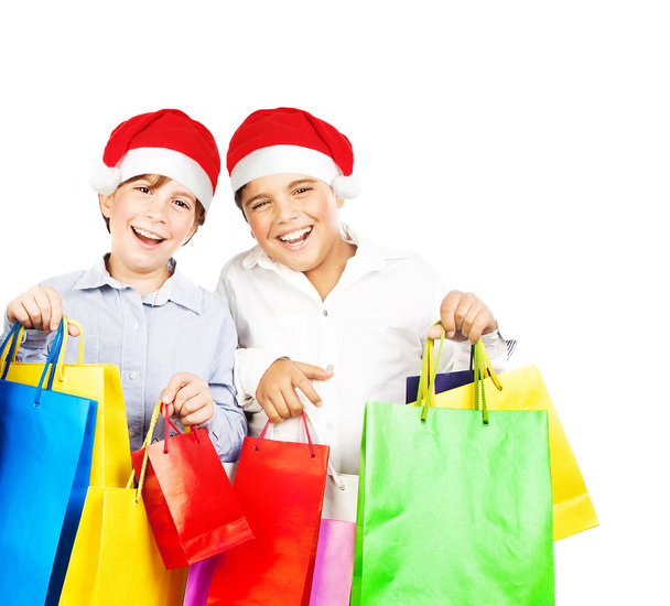 Happy Santa boys with gifts - Photo, image