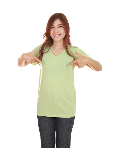 young beautiful female with blank t-shirt  - Photo, Image