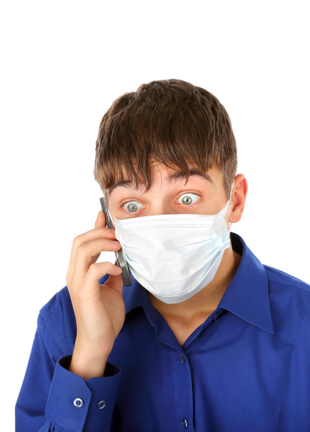 Shocked Teenager in Flu Mask - Foto, Imagem