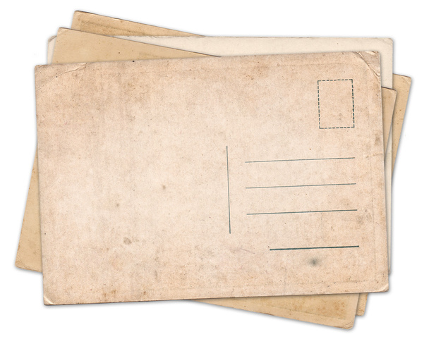 Stos puste pocztówka starodawny stary na białym tle  - Zdjęcie, obraz