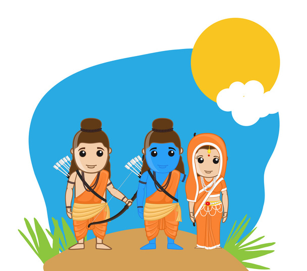Lord Rama, Sita and Laxmana - Wektor, obraz