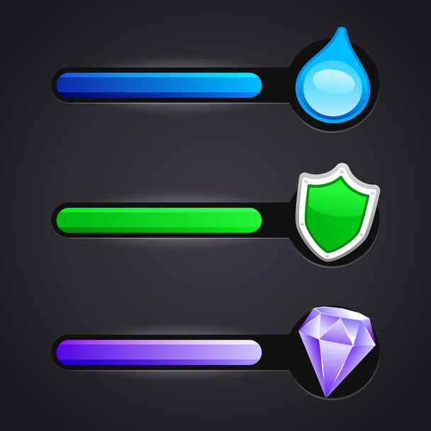 Game icons and resource bar vector set - Vetor, Imagem