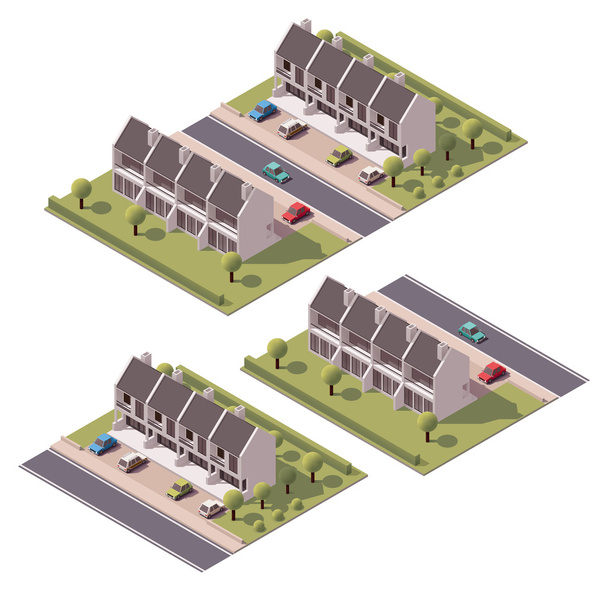 Vector isometric townhouses set - Vector, Image