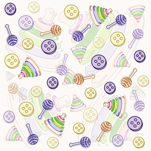 Babyspielzeug Illustration in lila und gelb, Textur, Hintergründe - Vektor, Bild