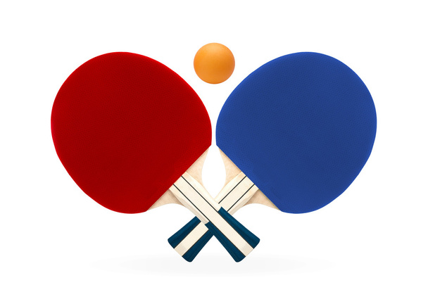 Deux raquettes pour jouer au tennis de table sur fond blanc isolé
 - Photo, image
