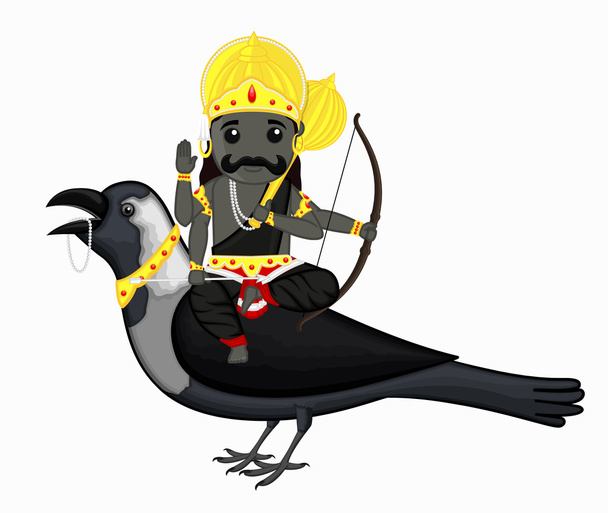 Shani Dev Riding on Crow Vector Illustration - Vector, Image