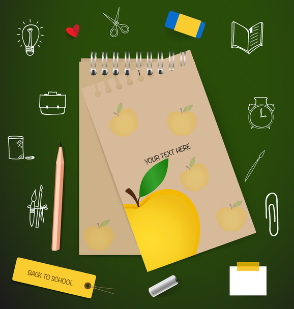 Welcome back to school with paper note, vector illustration. - Vektor, Bild