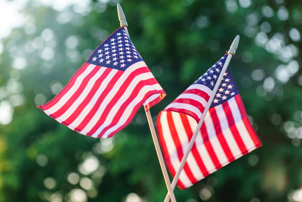 american flags on background - Foto, Imagen