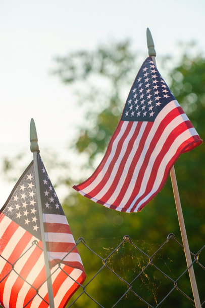 american flags on background - Foto, Imagen