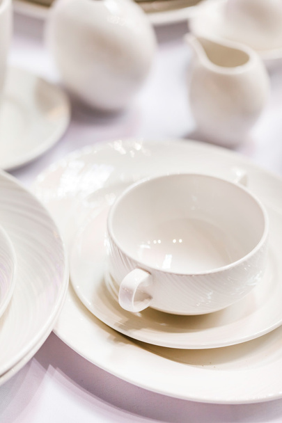 white Ceramic tableware  - Fotó, kép