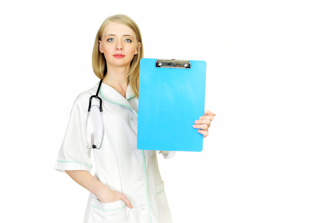 Doctor showing empty blank clipboard sign - Photo, Image