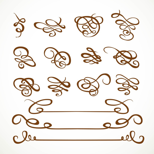 Set calligraphic symmetrical and asymmetrical elements for desig - Διάνυσμα, εικόνα