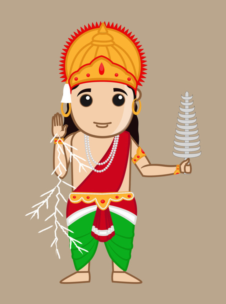 Cartoon Mythological Hindu Indra God - Vector, afbeelding