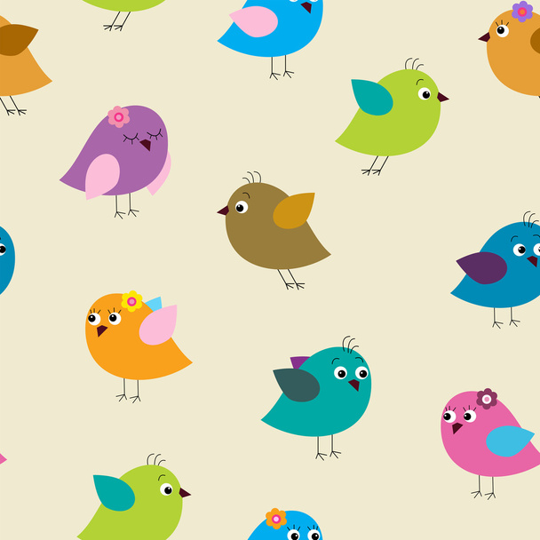 Seamless pattern with colorful birds birds - Vetor, Imagem